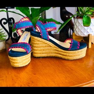 Jimmy Choo Navy and Fuchsia Espadrille Sandals